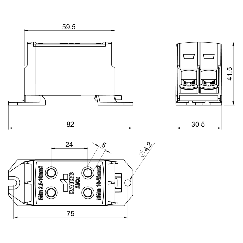 KL Klemm 2xAl/Cu, 1,5-50 mm²