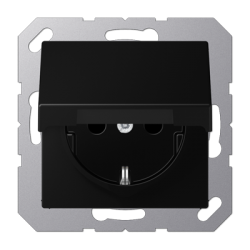 A Series  SCHUKO® socket with hinged lid matt graphite black