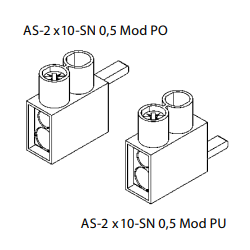 Üleminekuklemm AS/2x10 isol. SN PIN kaabel otse 0,5m