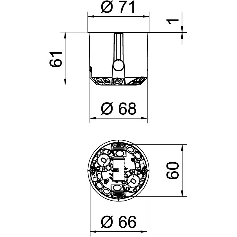 HG61 HW cavity wall accessory socket HG Ø68mm H61mm