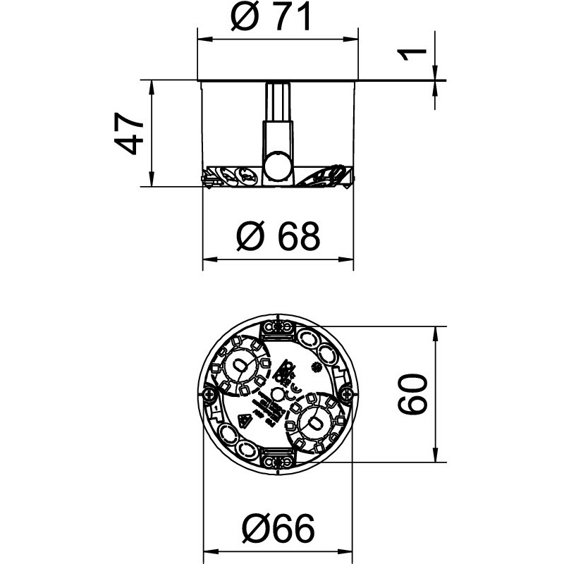HG47 HW cavity wall accessory socket HG Ø68mm H47mm
