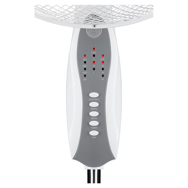 Põrandaventilaator 16" puldiga, taimeriga valge