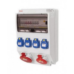 Teisaldatav kilp CEE 32A pesa + 16A pesa + 4x schuko pesa IP44