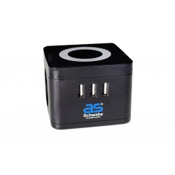 Pikendusjuhe kuubik 2xschuko + 3xUSB-A 2,4A + juhtmevaba laadimine 5W 3x1,5mm2 2m