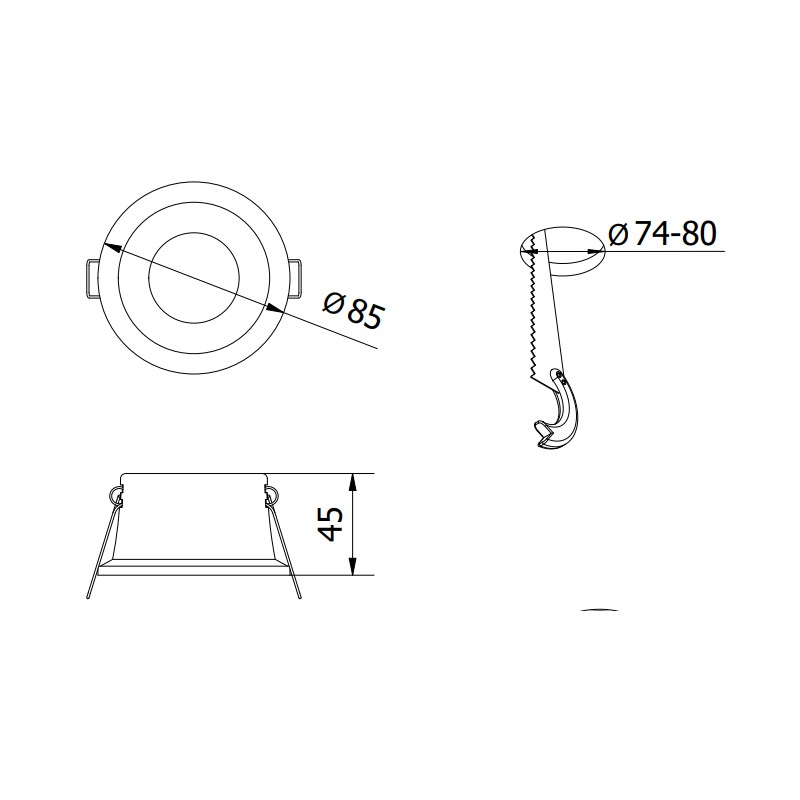 ELVA IP54 Ø74/85mm VALGE