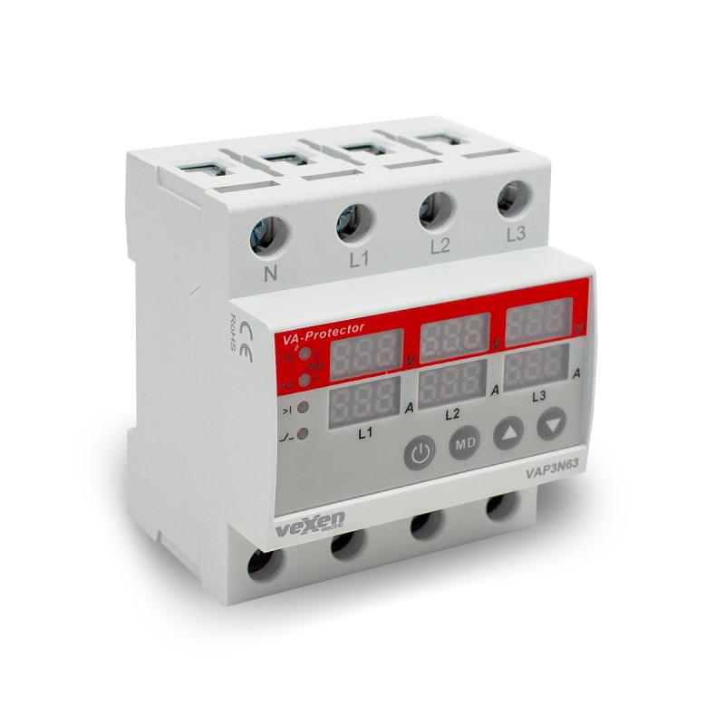 Digitaalne ülepinge ja ülekoormuse relee 3NO 63A
