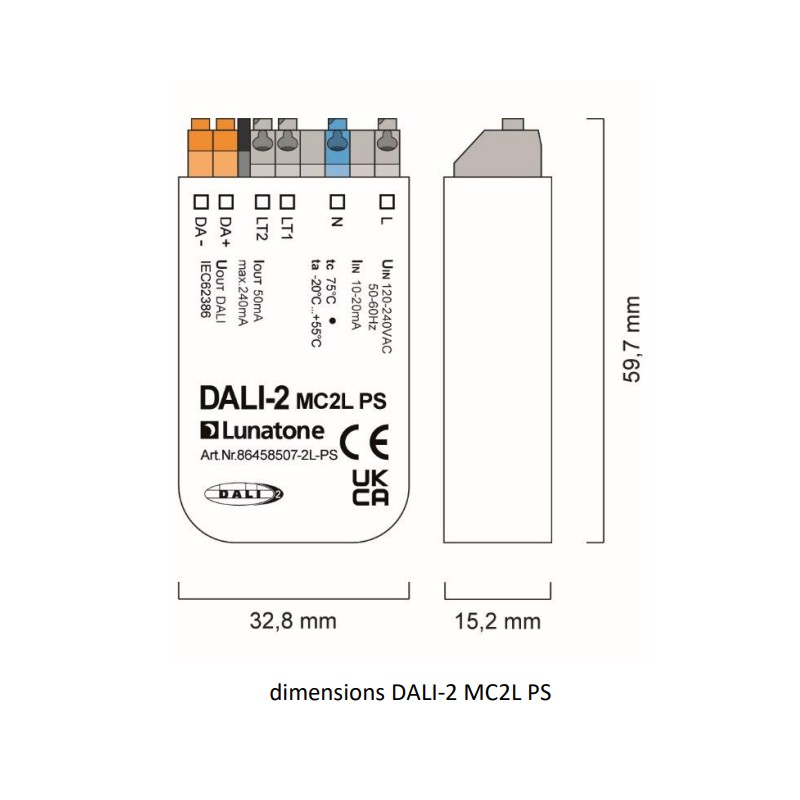 DALI2 MC2L control module back-box with PS 50mA