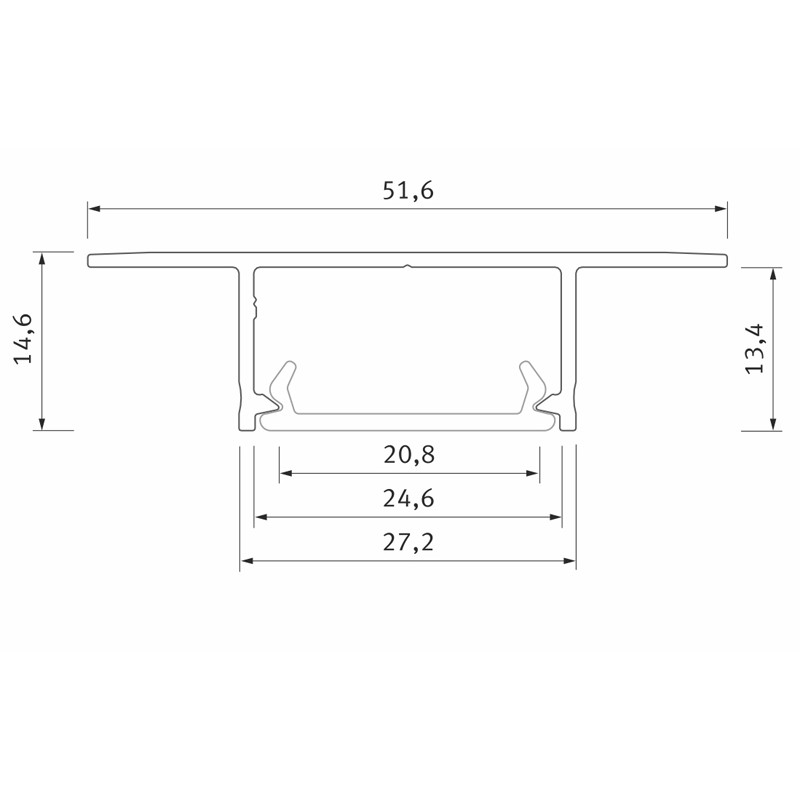 Profile PLATO flush mounted led profile