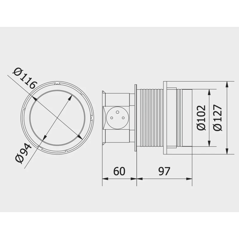 Süvistatav lauapost 4x schuko pesa ALU toitekaabel 1,5m