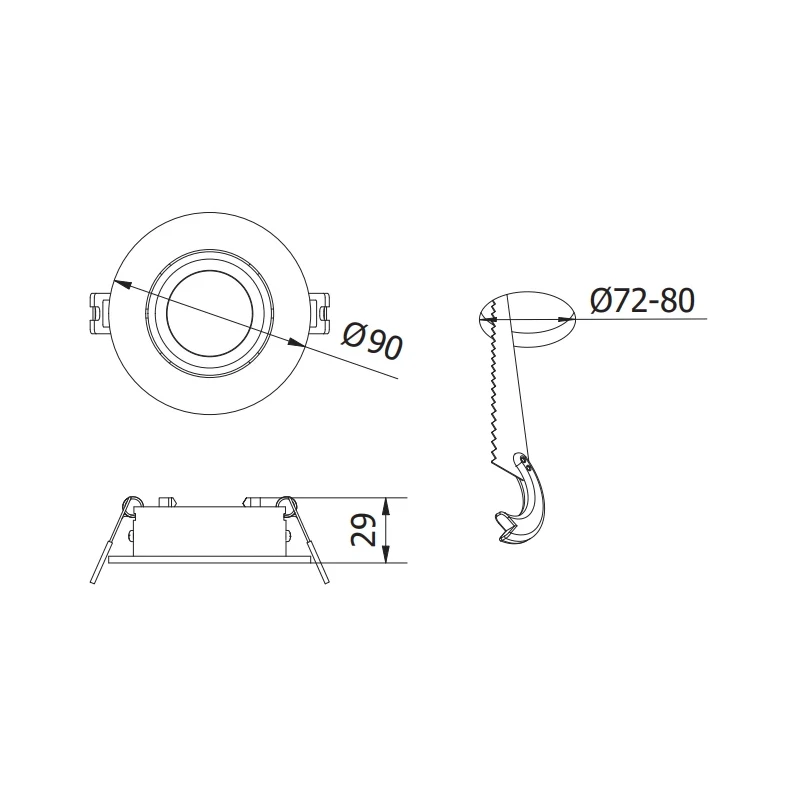 LINTO IP20 Ø72/90mm