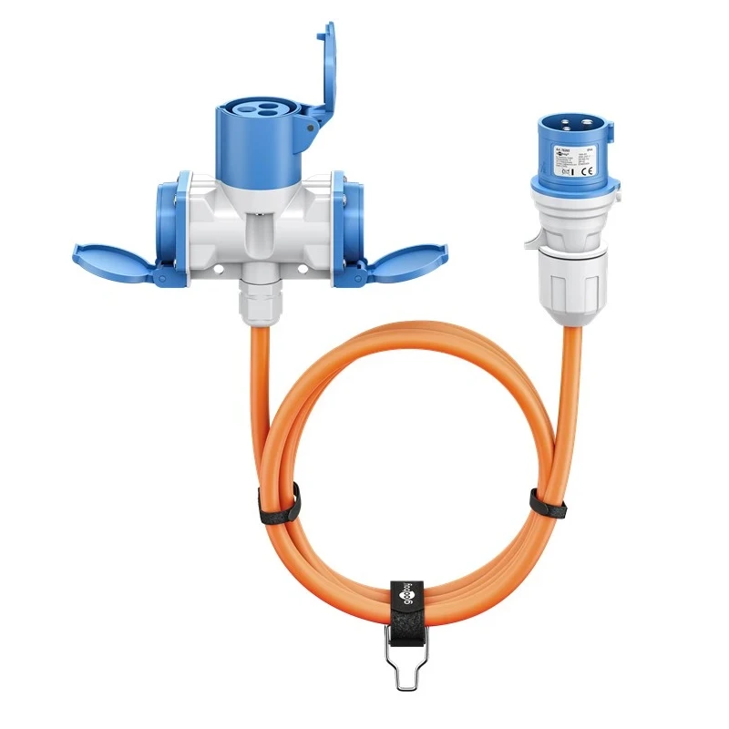 Jätkujuhe CEE pistik 3P 16A - jätkupesa CEE 3P/2x schuko pesa 16A