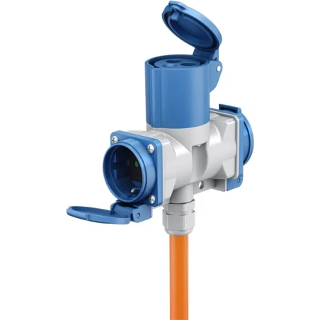 Jätkujuhe CEE pistik 3P 16A - jätkupesa CEE 3P/2x schuko pesa 16A