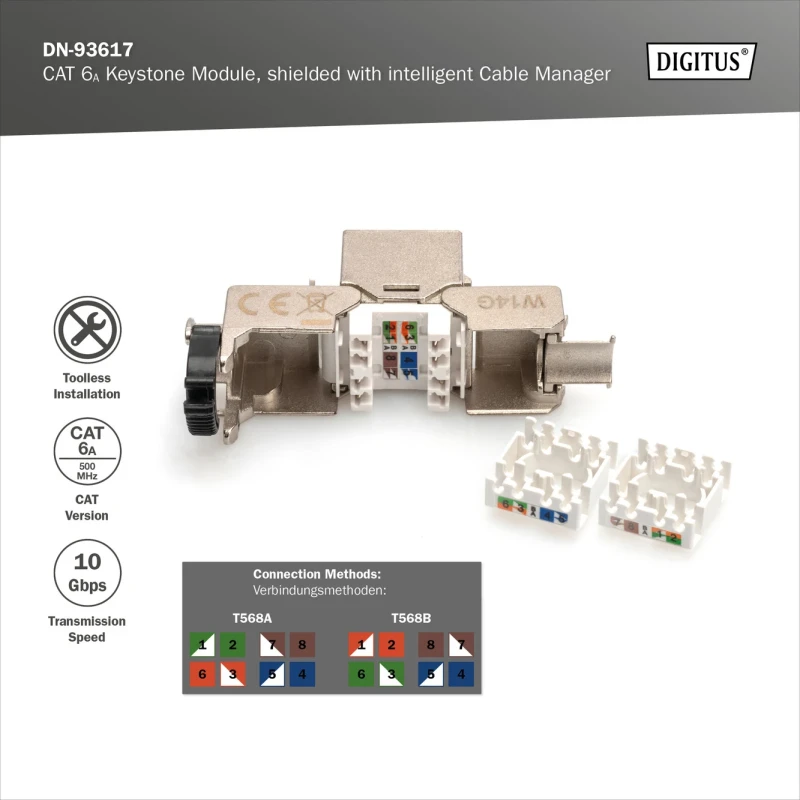Arvutipesa cat6a varjega KEYSTONE RJ45 tööriistavaba