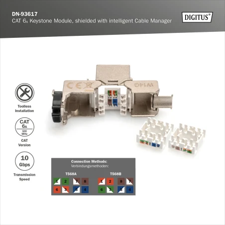 Arvutipesa cat6a varjega KEYSTONE RJ45 tööriistavaba