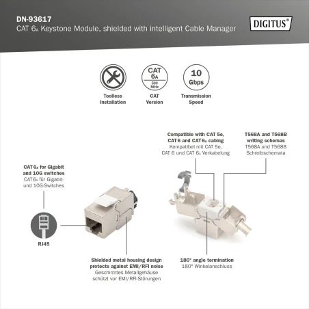 Arvutipesa cat6a varjega KEYSTONE RJ45 tööriistavaba