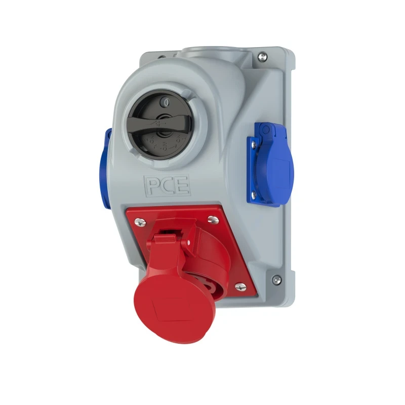 Combi seinapesa 5P 16A + 2x schuko lülitiga