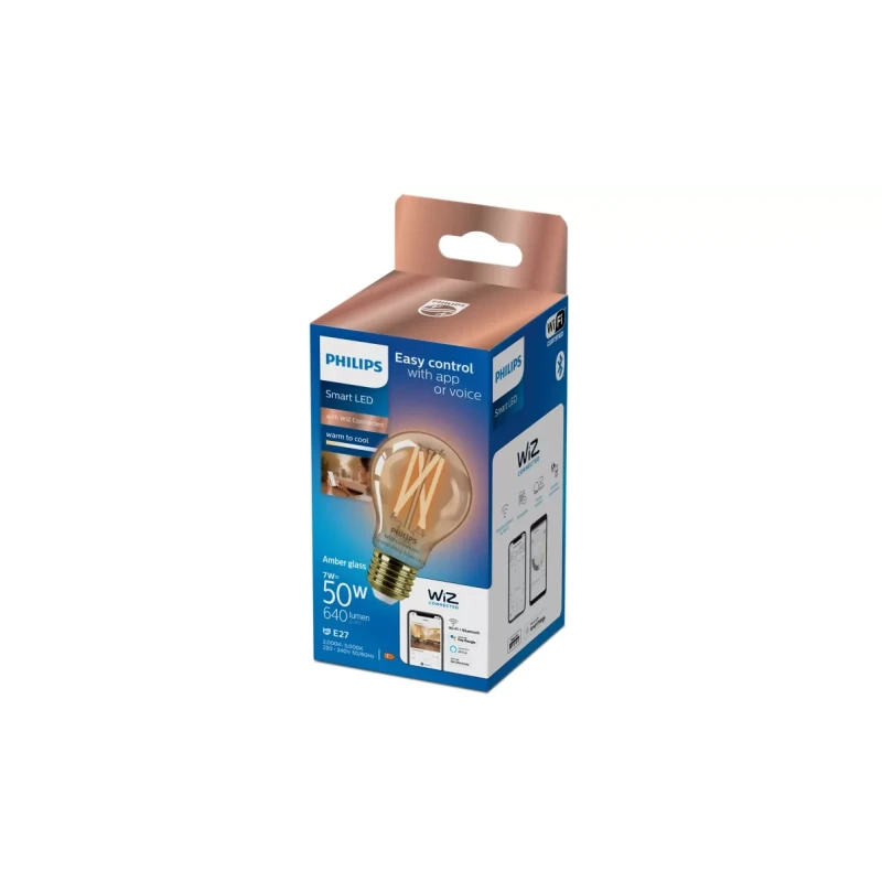WiZ Bulb A60 E27 7-50W 920-50 Amber CRI90 640lm WiFi