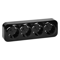 Pistikupesa 4-ne pinnale must IP20