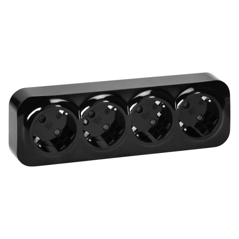 Pistikupesa 4-ne pinnale must IP20