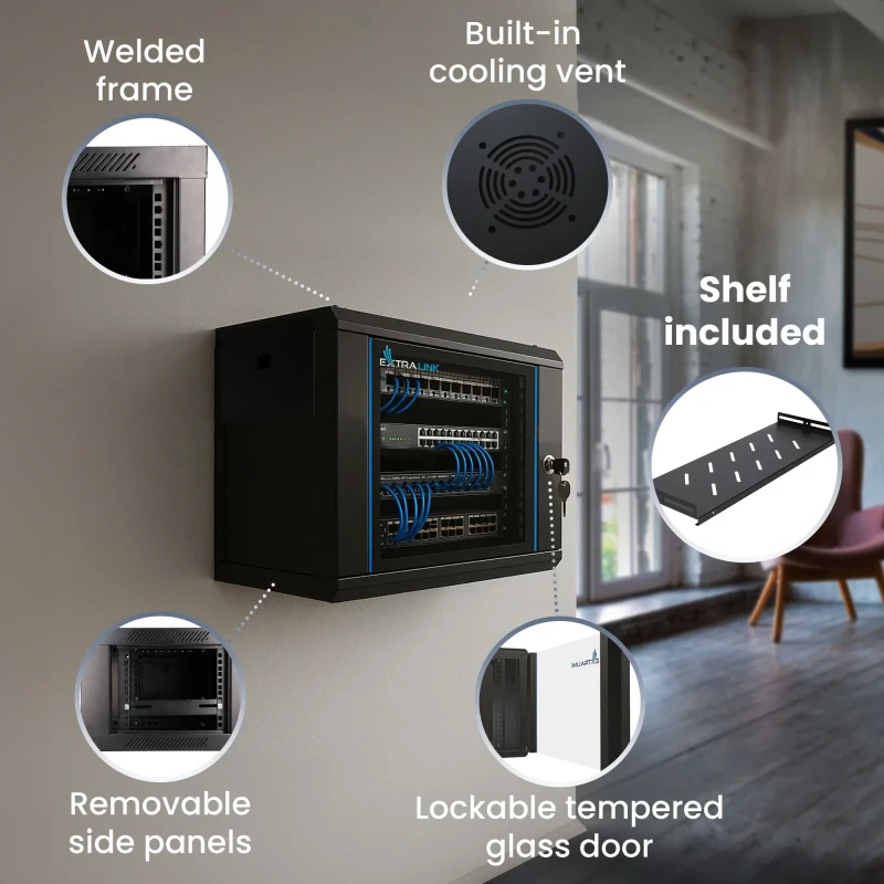 Seinakapp 19" 12U 530x400mm klaasuks must