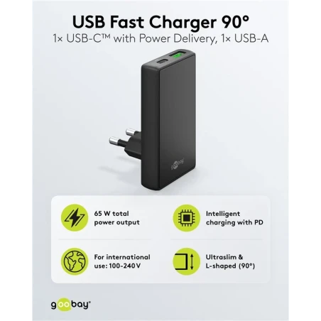 1xUSB C + 1x USB A laadija 240V max 65W