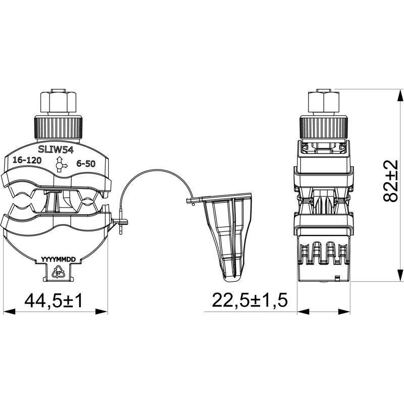 SLIW54 Hargnemisklemm AlCu 16–120 mm² /AlCu 6–50 mm²