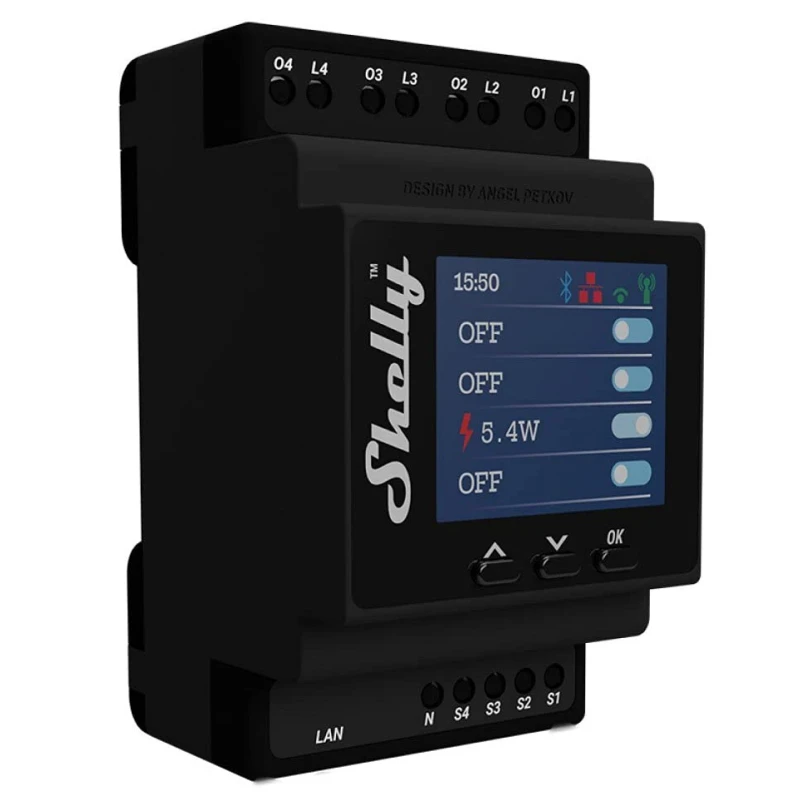 Shelly PRO 4PM powermeter/switch 4-channel LAN WiFi BT