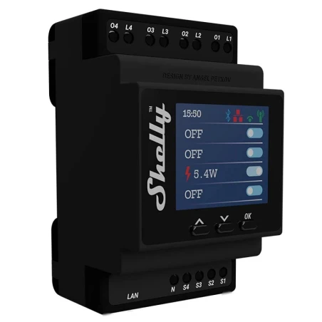 Shelly PRO 4PM võimsusmõõtja/relee 4 kanalit LAN WiFi BT