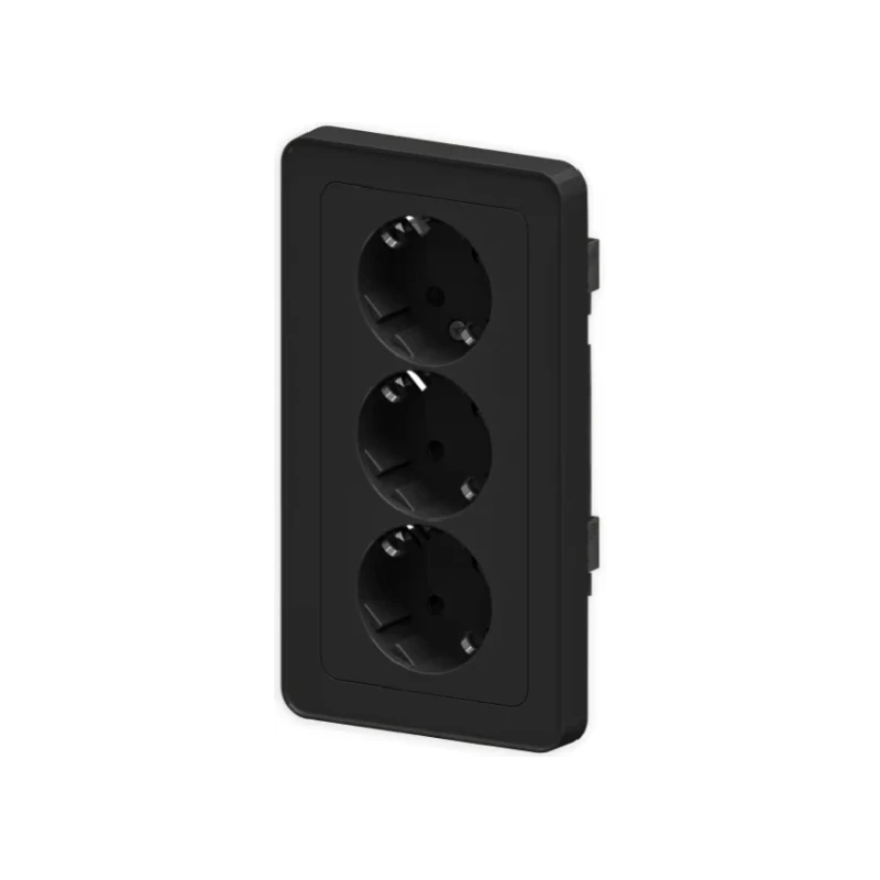 3-ne pistikupesa maandusega must adapterkarbile