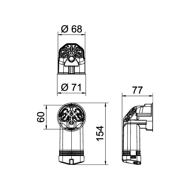 HE 74-L HW õõnesseina-elektroonikatoos 74
