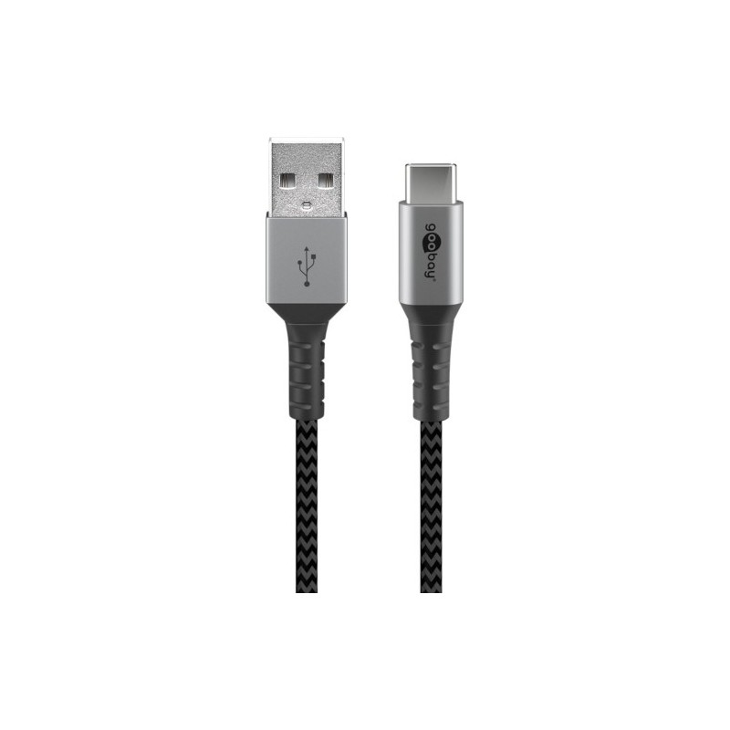 USB-A USB-C kaabel tekstiilkattega