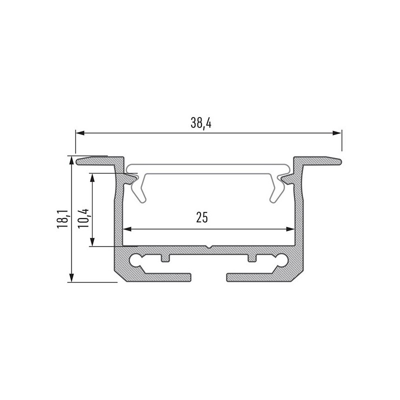 inSILEDA süvistatav led profiil 18x38mm
