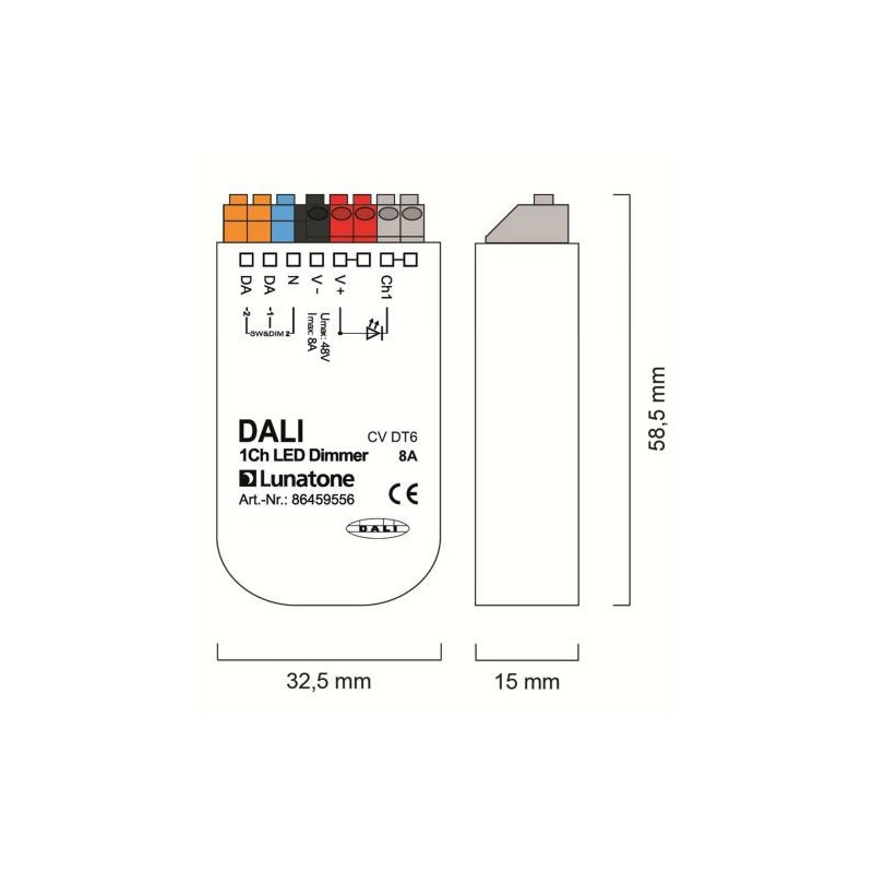 Dali 1Ch LED Dimmer 8A 12-48V