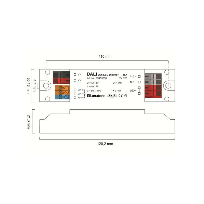 Dali 2Ch LED Dimmer 16A 12-48V