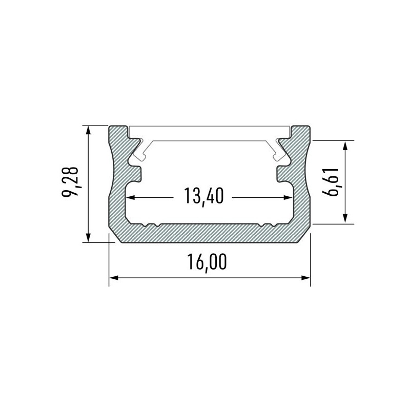 Profile A 16x9mm led profiil