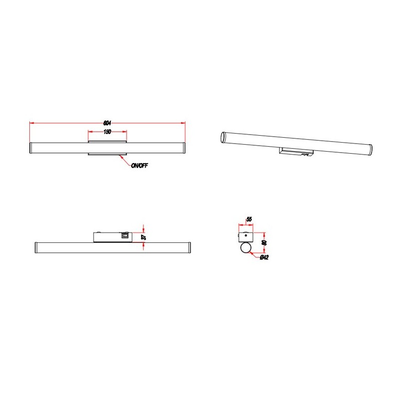 Mattimo IP44 peeglivalgusti lülitiga