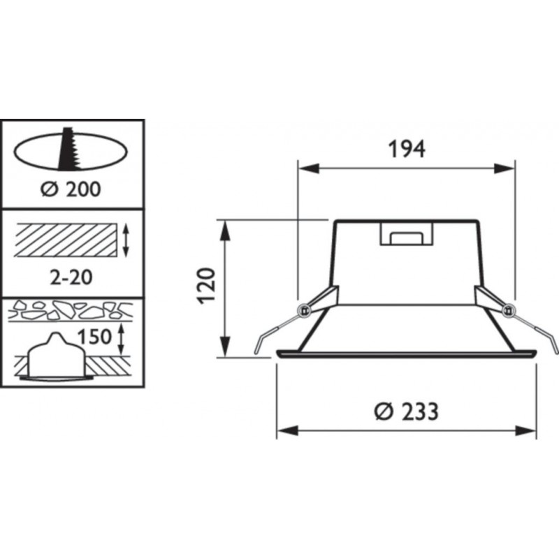 DN060B LED18S Ø200/233mm downlight
