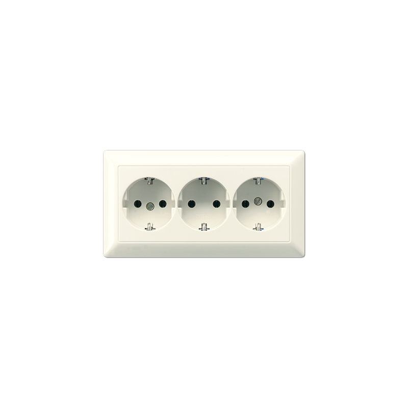 AS523 3-gang SCHUKO® socket ivory