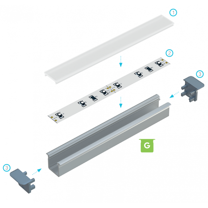 Profile G 22x18mm süvis led profiil
