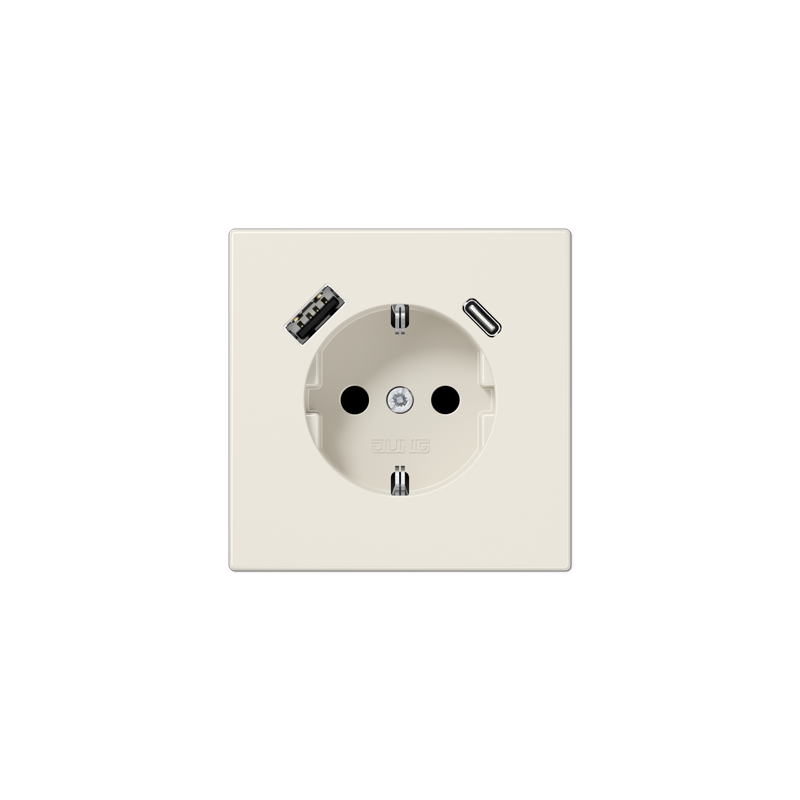 LS990 SCHUKO® socket with USB A+C charger ivory