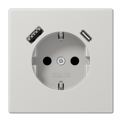 LS990 SCHUKO® socket with USB A+C charger lightgray