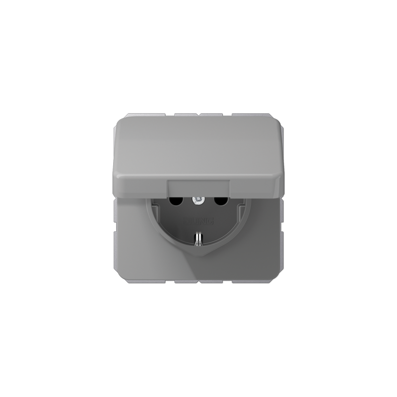 CD500 SCHUKO socket with hinged lid IP44 gray