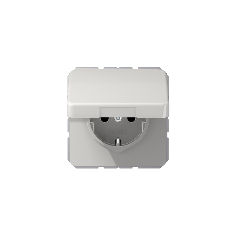 CD500 SCHUKO socket with hinged lid IP44 lightgray