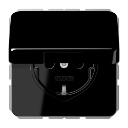 CD500 SCHUKO socket with hinged lid IP44 black