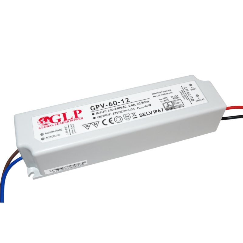GPV-60 IP67 led power supply 12V / 24V DC