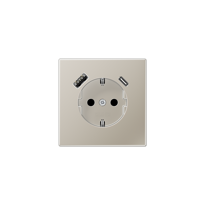 LS990 SCHUKO® socket with USB A+C charger Stainless steel