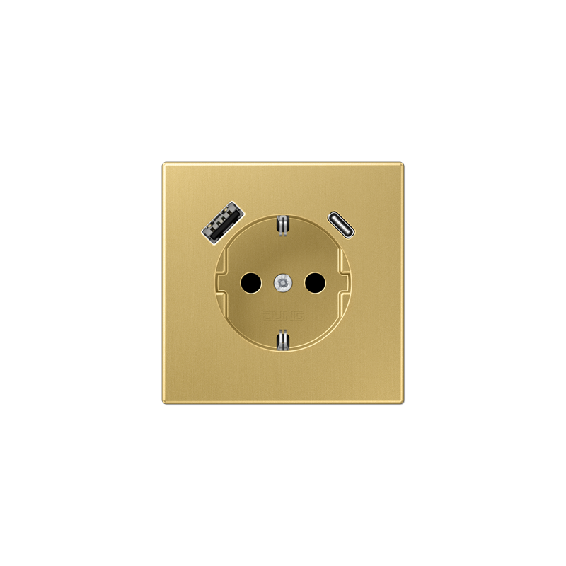 LS990 Schuko® pesa & USB A+C laadija Messing