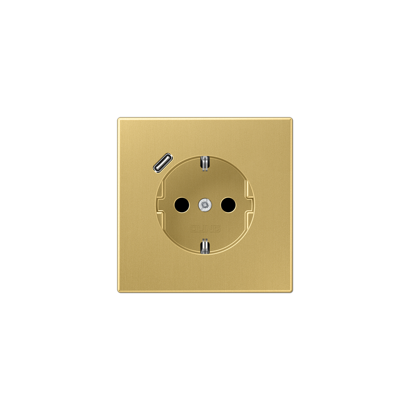 LS990 SCHUKO® socket with USB C charger Classic brass