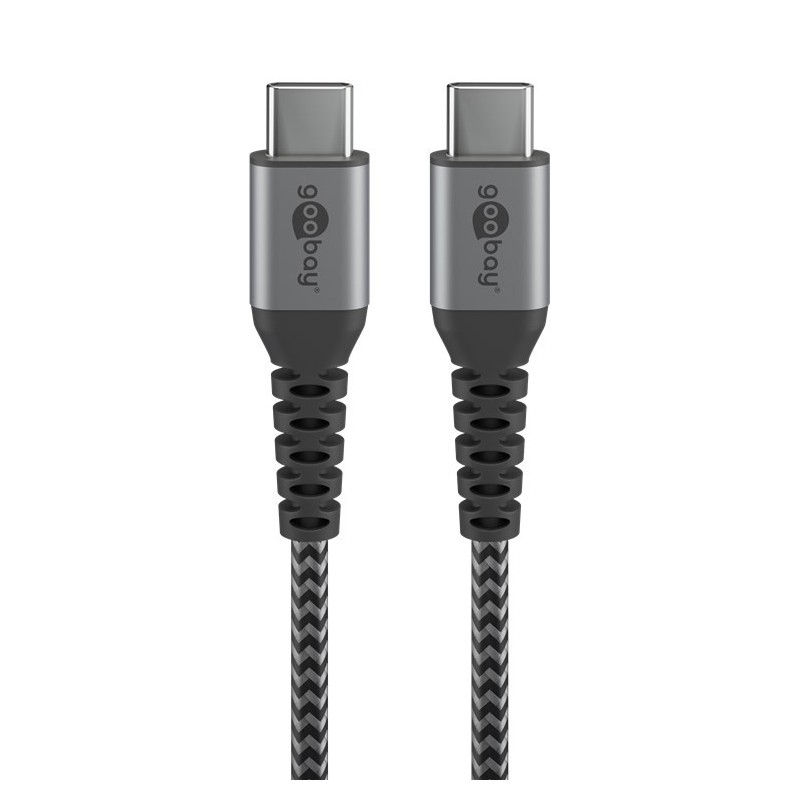 USB C - USB C kaabel must tekstiil