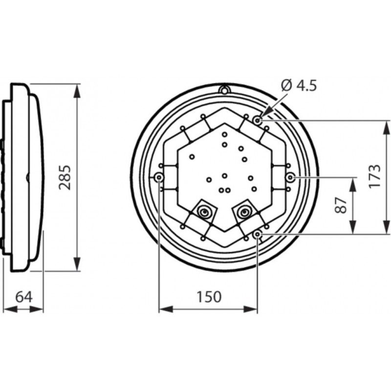 WL070V LED Plafoon IP65 Ø285mm